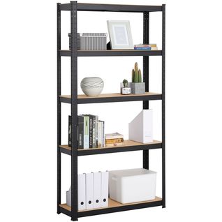 Étagère De Rangement 180 X 90 X 30 Cm Avec Cadre En Métal Noir