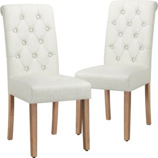 Lot 2 Chaises De Salle à Manger Avec Chêne Tissu Beige