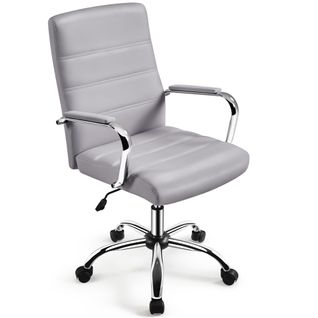 Chaise De Bureau En Similicuir Fauteuil De Bureau Moderne Inclinable  Gris Clair