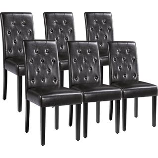 Lot De 6 Chaises De Salle à Manger Haut Dossier Capitonné Et Assise Rembourrées, Marron