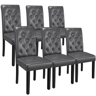 Lot De 6 Chaises De Salle à Manger Haut Dossier Capitonné Et Assise Rembourrées, Gris