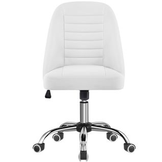 Chaise De Bureau En Similicuir Avec Roulettes Et Hauteur D'assise Réglable, Blanc