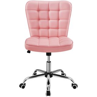 Chaise De Bureau Moderne En Similicuir Avec Roulettes Et Assise Réglable En Hauteur, Rose