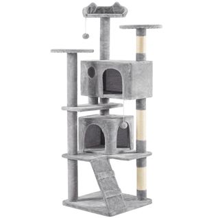 Grand Arbre à Chat Multiniveau Avec Poteaux En Sisal Cachettes Perchoirs Griffoir, Gris Clair