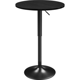 Table De Bar Ronde Haute Avec Plateau En Bois Mdf Réglable En Hauteur, Noir
