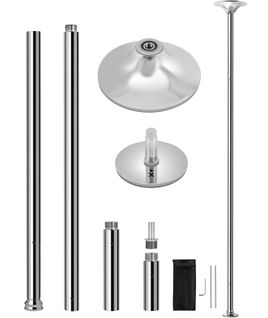 Barre De Pole Dance Statique Démontable Réglable En Hauteur De 216,5 Cm à 275 Cm, Argent