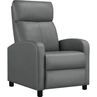 Fauteuil Inclinable Convertible En Similicuir, Fauteuil Rembourré Avec Repose Pied, Gris