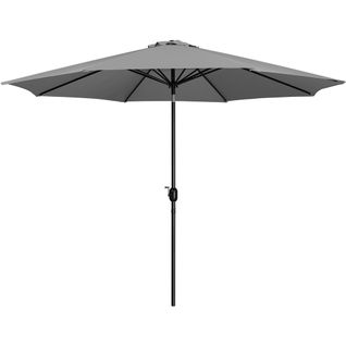 Parasol Inclinable à 8 Baleines Avec Armature En Métal, Bouton-poussoire Et Manivelle, Gris