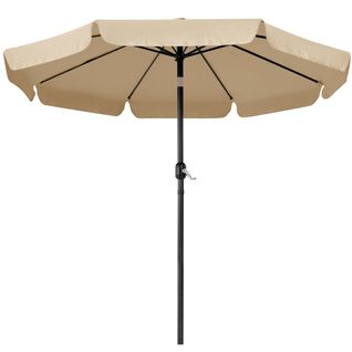 Parasol De Jardin Exterieur à 8 Baleines Parasol Balcon Avec Manivelle, 240 Cm De Haut, Kaki