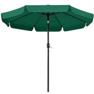 Parasol De Jardin Exterieur à 8 Baleines Parasol Balcon Avec Manivelle, 240 Cm De Haut, Vert Foncé