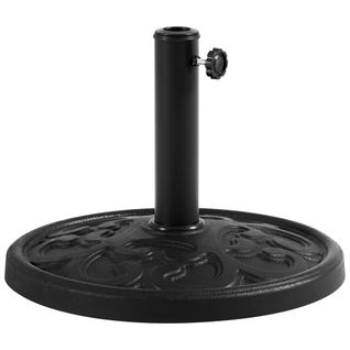 Pied De Parasol Rond 44,5 Cm De Diamètre En Résine 10 Kg Porte-parasol Effet Métal, Noir