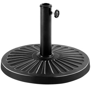 Pied De Parasol Rond Socle De Parasol En Résine 10 Kg Aspect Métallique Style Vintage, Noir