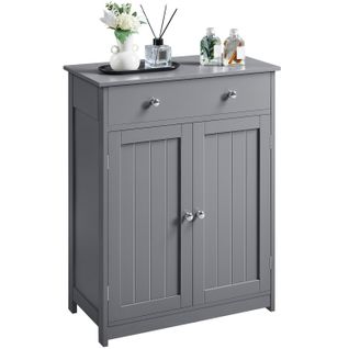 Meuble Rangement Salle De Bain Armoire Toilette 1 Tiroir Meuble Rangement Gris Foncé