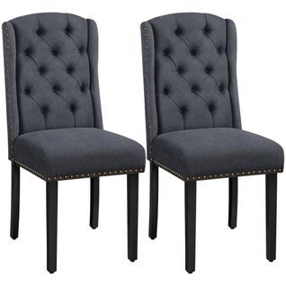 Lot De 2 Chaises De Salle à Manger En Tissu Éponge Avec Pieds En Bois Massif, Gris