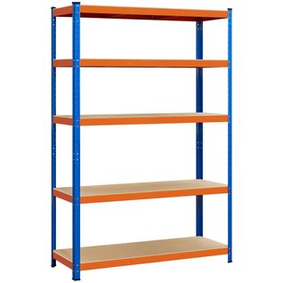 Étagère De Rangement à 5 Niveaux Étagère De Garage Réglable Rayonnage Métallique, Orange/bleu