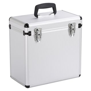 Mallette De Rangement Pour Disques Vinyles De 33 Tours Valise Avec Fermeture à Clé, Argent