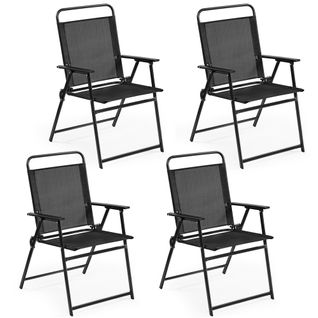 Lot De 4 Chaises De Jardin Extérieur Pliante Issu En Polyester Cadre Métal