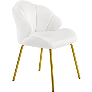 Chaise De Salon En Velours Chaise D'appoint Design Coquillage Avec Dossier Capitonné, Blanc
