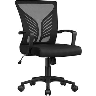 Chaise De Bureau En Maille Mesh Avec Support Lombaire Et Siège Réglable En Hauteur, Noir