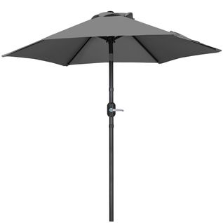 Parasol De Jardin Inclinable à 6 Baleines Parasol Balcon Avec Manivelle, Gris