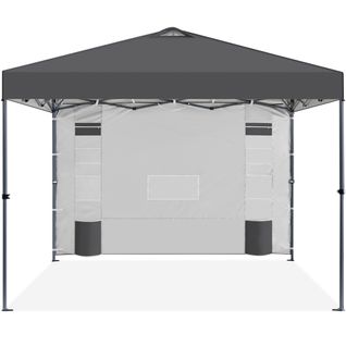 Tonnelle De Jardin Tente De Camping Avec Poches Pour Rangement, 3×3 M Gris Foncé