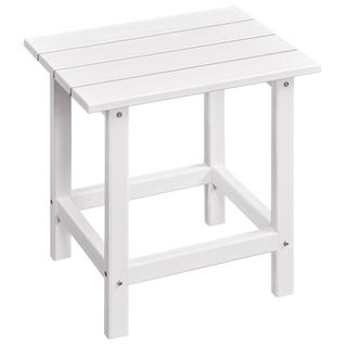 Table D'appoint En Pehd Et Aspect Bois 45 X 35,5 X 45 Cm Table à Lattes, Blanc