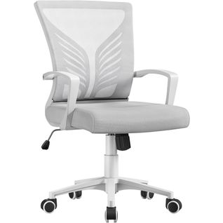 Lot De 2 Chaises De Bureau Ergonomiques Avec Sièges Inclinables Réglables En Hauteur, Gris Clair