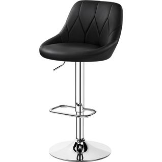 Chaise De Bar En Similicuir Avec Assise Pivotante Réglable En Hauteur Et Repose-pied, Noir