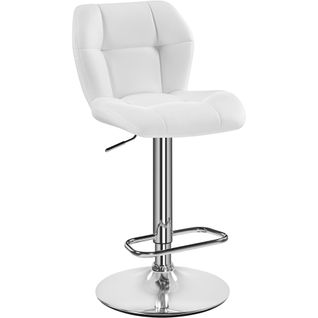Chaise De Bar Design Capitonné Tabouret De Bar En Similicuir Réglables En Hauteur, Blanc
