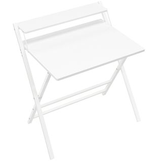 Bureau Informatique Pliable Table D'ordinateur Avec Petit Étagère Surélevée, Blanc
