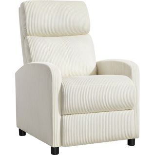 Fauteuil Inclinable En Velours Côtelé Avec Repose Pied, Beige