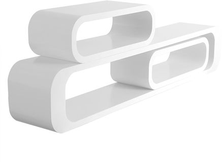 Lot De 3 Étagère Murale.étagère à Livres.étagère Cd Dvd Murale Salon Design Rétro.blanc