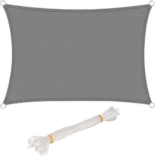 Voile D’ombrage 5x7m Rectangulaire En Hdpe.protection Contre Le Soleil.gris