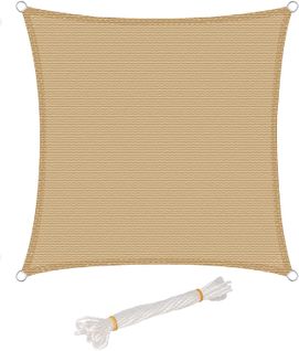 Voile D’ombrage Carré 4x4m En Hdpe.protection Contre Le Soleil. Sable