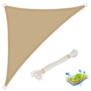 Voile D’ombrage 3.6x3.6x5.1 M Triangulaire En Hdpe.protection Contre Le Soleil. Sable