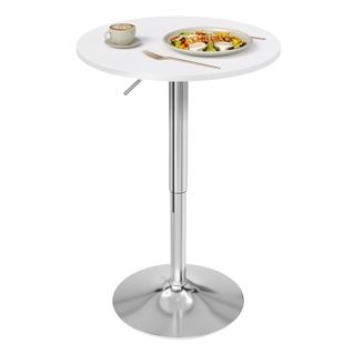 1 X Table De Bar En Mdf Avec Pied. Table Ronde. Hauteur Réglable. Blanc