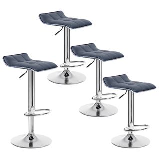 Lot De 4 Tabouret De Bar En Cuir Synthétique-Tabouret De Bar Pivotant-Hauteur Réglable-Gris