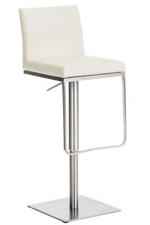 Tabouret De Bar Panama En Similicuir Avec Pied En Métal Crème/acier Inoxydable