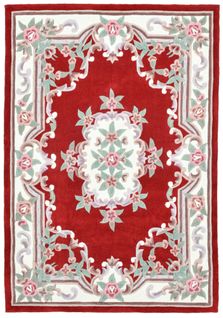 Tapis Tufté Main Avec Bordure En Design Aubusson - Ming 160x230 Cm - Rouge