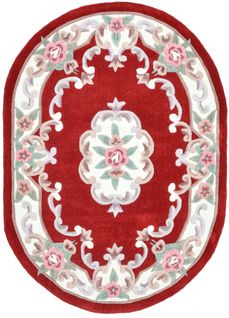 Tapis Tufté Main Avec Bordure En Design Aubusson - Ming 120x170 Cm - Rouge