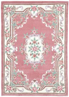 Tapis Tufté Main Avec Bordure En Design Aubusson - Ming 160x230 Cm - Rose