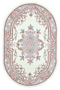 Tapis Tufté Main Avec Bordure En Design Aubusson - Ming 190x290 Cm - Beige
