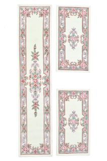 Tapis Tufté Main Avec Bordure En Design Aubusson - Ming 70x600 Cm - Beige