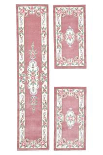 Tapis Tufté Main Avec Bordure En Design Aubusson - Ming 70x600 Cm - Rose