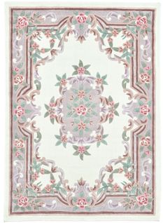 Tapis Tufté Main Avec Bordure En Design Aubusson - Ming 240x340 Cm - Beige