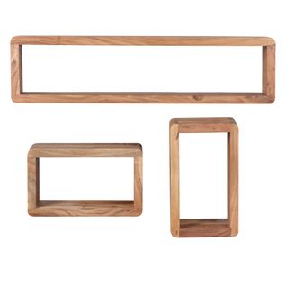 Étagère Murale Lot De 3 Bois Massif Étagère En Bois Étagère à Livres