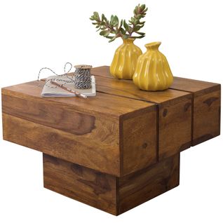 Table D'appoint Bois Massif 44x30x44cm Bout De Canapé Table De Salon Sheesham