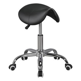Design Tabouret à Roulettes Pivotant 360° Rembourré Tabouret De Bureau Noir