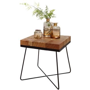 Table D'appoint Bois Massif 45x51x45cm Bout De Canapé Table De Salon