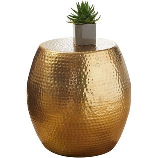 Table D'appoint Métal 42x42x42 Cm Table Basse Design Bout De Canapé Rond Dore